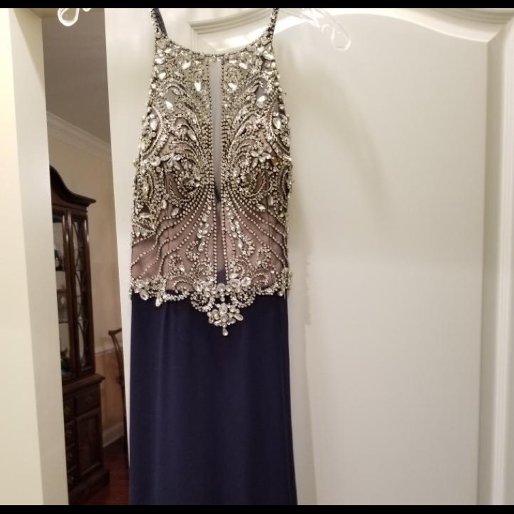Navy gown dress by Jovani prom bridesmaid